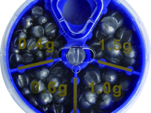 Schrotblei Dose klein blau Sort. SB1