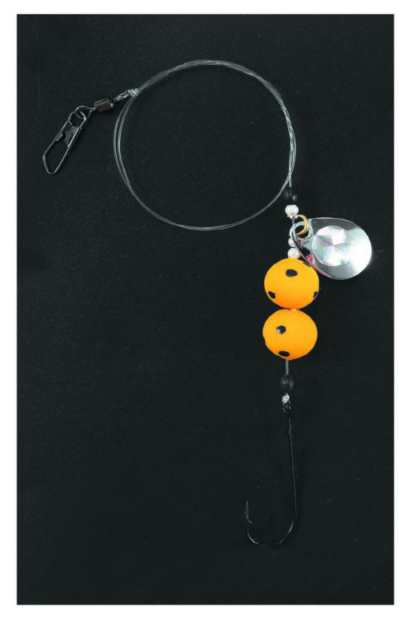 Platt.-Vorfach.orange m.schw.Punkten SB1